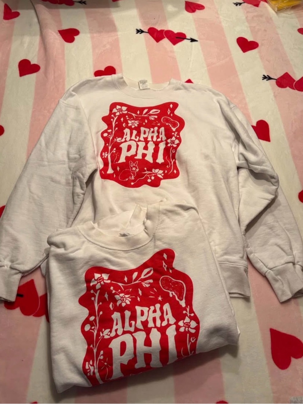 Alpha Phi White Crewneck Sweatshirt with Red Print